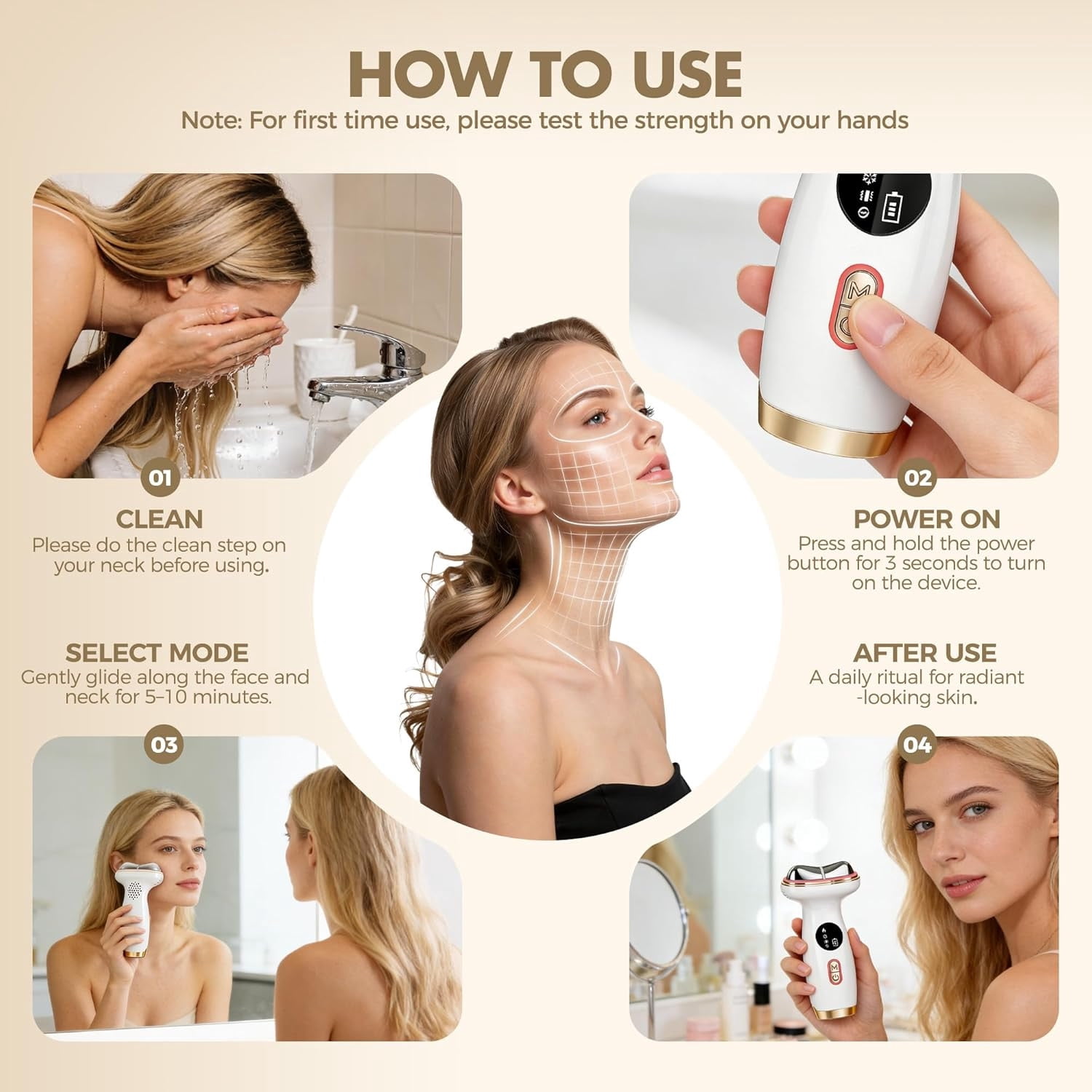 7-in-1 Hot & Cold LED Red Light Therapy Face & Neck Massager- Electric Gua Sha Facial Device with Microcurrent EMS, Vibration & Skin Tightening Tool for Anti-Aging, Firming & Fine Lines