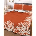 thumbnail image 3 of Quilts Twin Size Bedding Set, Coastal Coral Lightweight Quilted Comforter, Orange White Ocean Marine Nautical Beach Soft Reversible Bedspread Coverlet with Pillow Covers for All Season, 68" x 86", 3 of 7