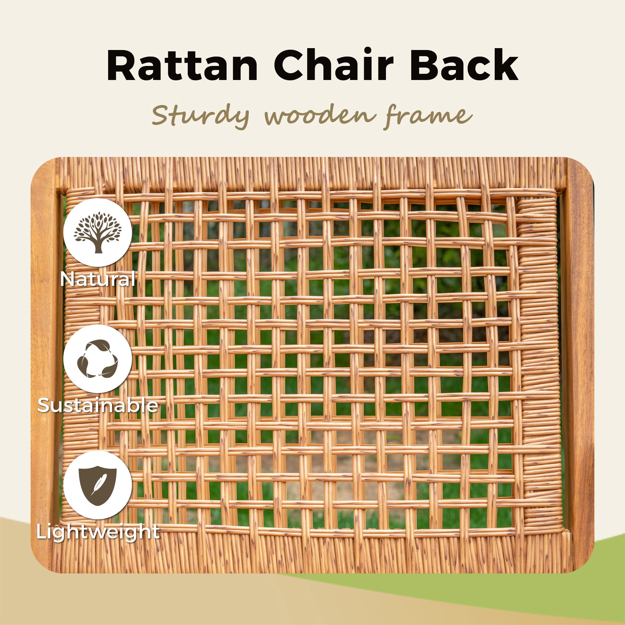 9-Piece Acacia Wood Outdoor Patio Dining set with 8 Wooden Chairs with Rattan and 1 Acacia Wood Table