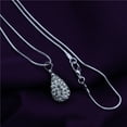 thumbnail image 7 of AYYUFE Women's Shiny Silver Plated Rhinestone Water Tear Drop Necklace Pendant Chain, 7 of 7