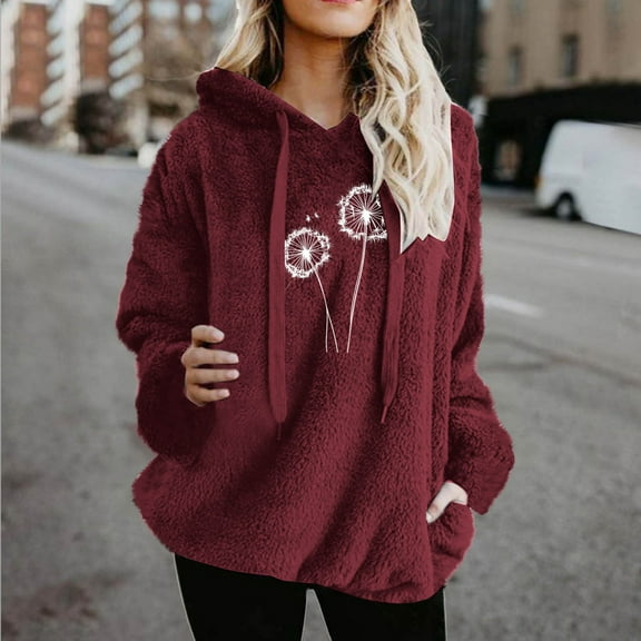 FDGIU Women's 2025 Oversized Hoodies - Fleece Lined Long Sleeve Sweatshirts with Pockets, Warm Winter Pullover for Fall Outfits