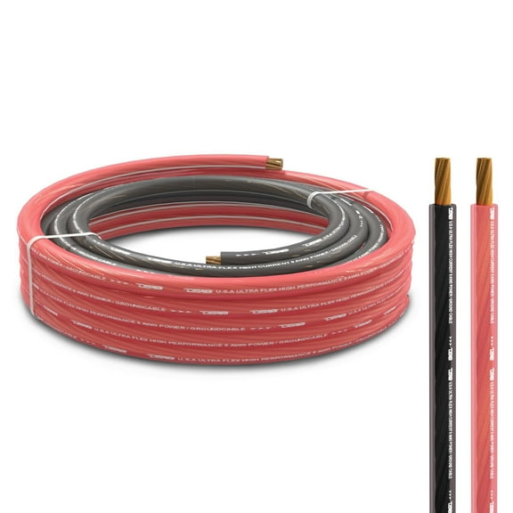 DS18 PW-8GA-5BK/20RD 8-GA 25ft OFC Ultra Flex Power Wire CCA 8 Gauge, 5ft Black and 20ft Red - Power Amplifier Wiring Kit