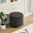 thumbnail image 3 of 22.05" Wide Upholstered Round Pouf Ottoman Foot Rest with Black Metal Legs Faux Fur Footstool for Living Room, Bedroom, and Entryway. Lightweight Comfort, Modern Design, & Versatile Usage, 3 of 6