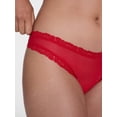 thumbnail image 4 of Joyspun Women's Sheer Lace Thong Panties, 3-Pair Set, Terracotta/Red/Black, Size L, 4 of 7