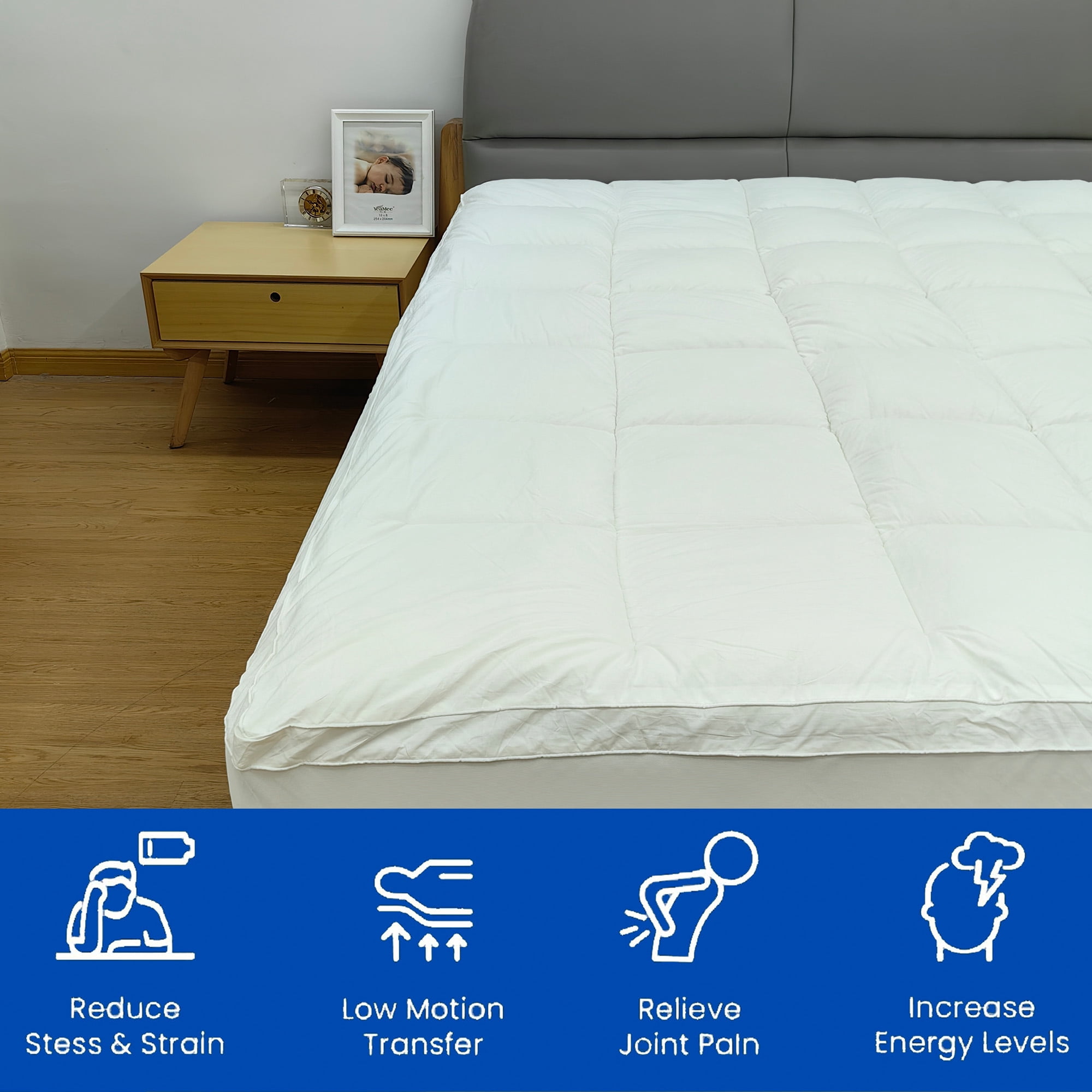 Continental Sleep, 3" Quilted Fitted Fluffy & Soft Mattress Pad, Breathable Mattres Topper, Cooling Protector Cover with 18” Deep Pocket, Twin, White