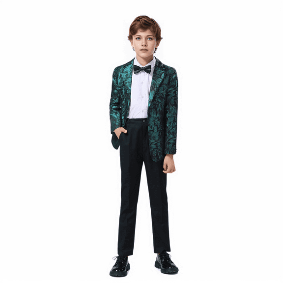 XUELC Boys Suit Tuxedo Wedding Prom Suit Boys Jacquard Suit 3 Piece Shirt Blazer Jacket Pants Set 6-14