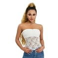 thumbnail image 1 of WIFORNT Hauts Tube Froncés pour Femmes, Bandeau Sans Bretelles en Dentelle Patchwork 3D Rosette, 1 of 8