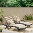 thumbnail image 2 of Soleil Outdoor Grey Wicker Arm Chaise Lounges, Set of 2, Brown and White Striped, 2 of 13