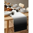 thumbnail image 2 of Table Runner Dresser Scarf 13 x 48 Inch Black Gradient Texture Rhombus Geometric Lines Pattern Table Runners Non-Slip Heat Kitchen Dining Table Decor for Indoor Outdoor Home Party Decoration, 2 of 7