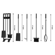 Fire Beauty 5-Piece Black Wrought Iron Fireplace Tools Set – Complete Fire Kit with Stand – Heavy Duty Fireside Accessories for Indoor & Outdoor Use