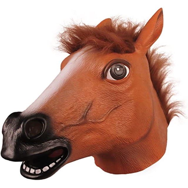 Máscara De Cabeza De Caballo, Máscara De Caballo Aterrador Máscara De Animal De Látex De Goma De Cabeza De Caballo Marrón, Fiesta De Disfraces De Halloween De Lujo, Marrón JAMW Sencillez