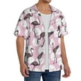 thumbnail image 2 of Pofeuu Pineapple Flamingo Print Mens Casual Short Sleeve Shirts Beach Summer Spread Collar Pocket Tops Men's Casual Short-sleeved Shirt-3X-Large, 2 of 5