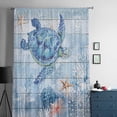 thumbnail image 5 of Blue Turtle Coastal Semi Sheer Curtains Drapes for Living Room, Bedroom, French Doors Window 72 Inches Long, Summer Beach Starfish Nautical Rod Pocket Chiffon Curtain Drapery Voile Draperies Panel, 5 of 6