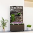 thumbnail image 2 of Outsunny Metal Planter Box with Trellis, 63" Twigs Cut-Out Privacy Planter, 2 of 10