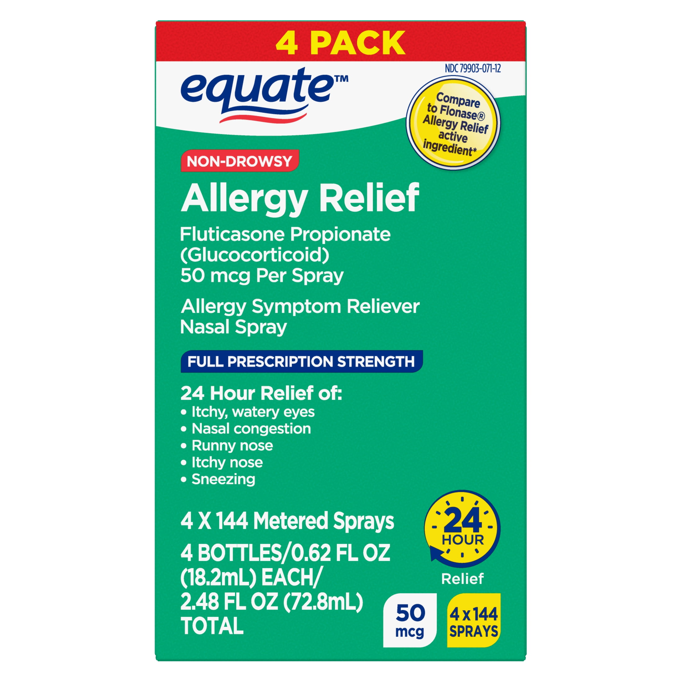 Equate NonDrowsy Fluticasone Propionate Allergy Relief Nasal Spray, 50