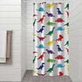 thumbnail image 2 of White Colorful Dinosaurs Silhouette Pattern Shower Curtain 36"x72" ,Bathroom Decorative Shower Curtains Set with 12 Hooks,Modern Waterproof Washable Shower Curtain, 2 of 6