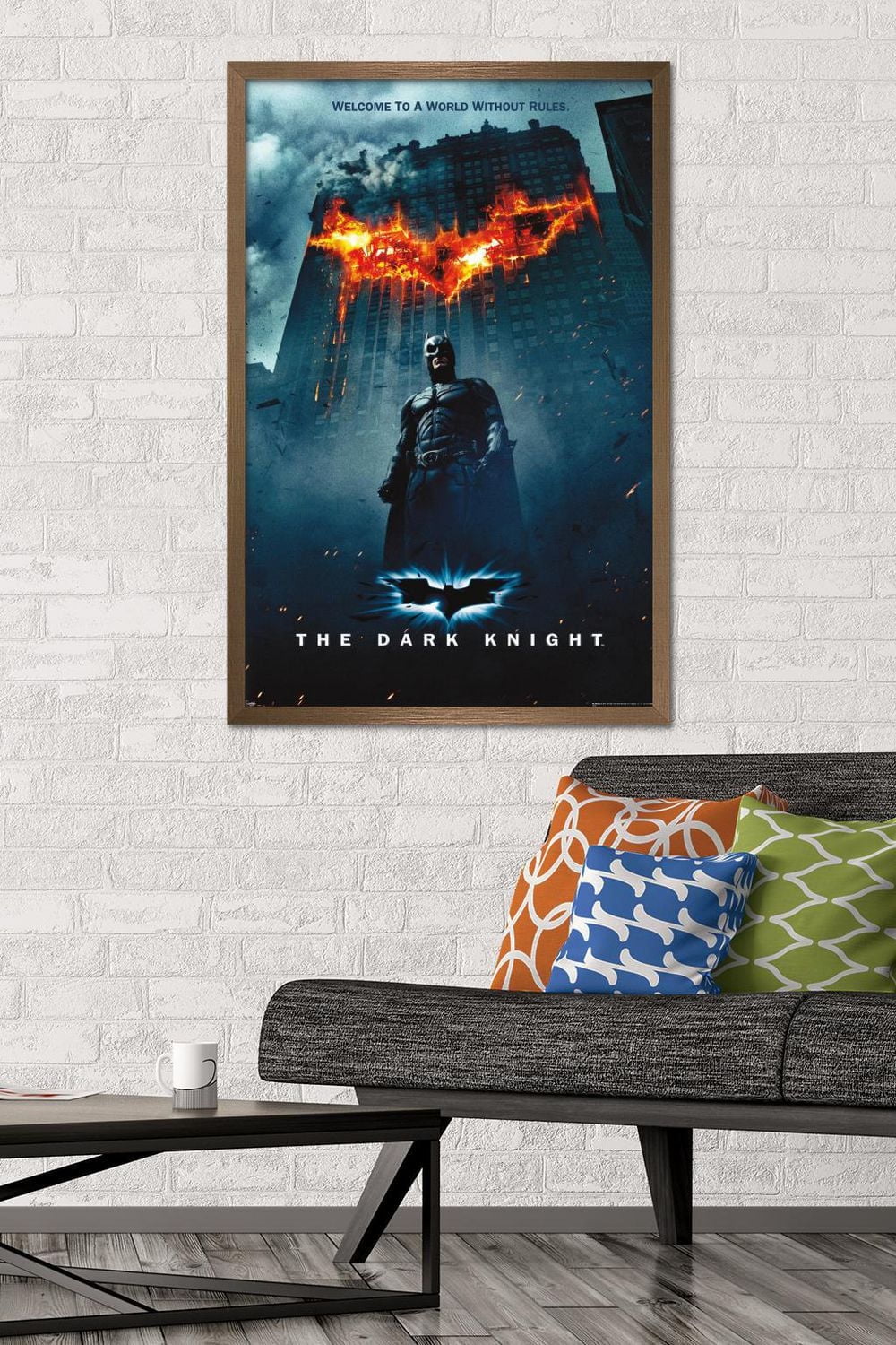 DC Comics Movie - The Dark Knight - Batman Logo on Fire One Sheet Wall Poster