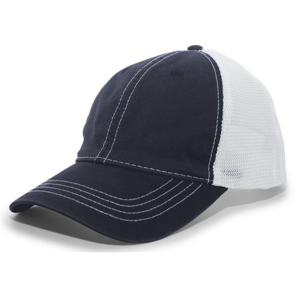 Pacific Headwear Vintage Trucker Snapback Cap V67 Navy/White/Navy Os