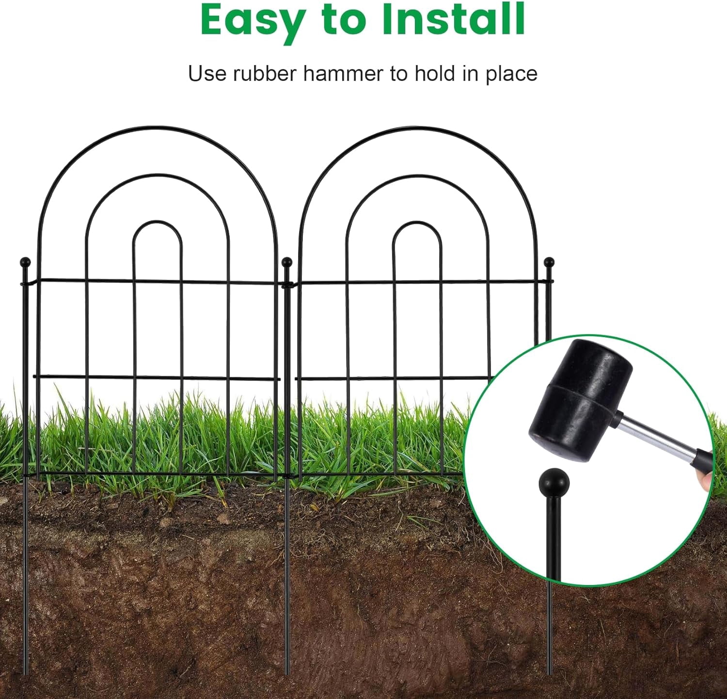18 Pack Decorative Garden Fence Animal Barrier: 17 in(H) x 18 ft(L) Border Flower Rabbit Garden Fencing Small Arched Rustproof Metal No Dig Fence Landscape Decor for Yard
