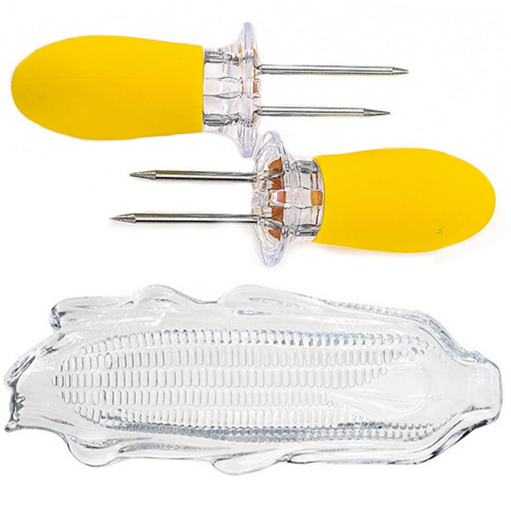 SPRING PARK Corn Trays with 2 Pcs Corn Holders on the Cob Skewers