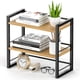 thumbnail image 1 of Organizador de estantes para escritorio de oficina, estante de madera para almacenamiento de suministros de escritorio, estante para la parte superior del escritorio y la cómoda (negro, 2 niveles), 1 of 6