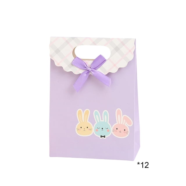 Bolsa de Regalo de Cumpleaños Pequeña 12 Piezas de Huevo de Conejo de Pascua con Patrones Bolsas Decorativas Decoración de Vacaciones 16x12x6cm Cuatro Estilos Disponibles