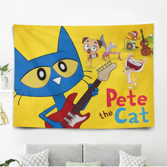 Tapestry for Pete the Cat Wall Hanging Bedroom Dorm Wall Art Decorations Funny Backgrounds Banner Party Poster Kids Girls Teens Gifts Funny 40×60 inch