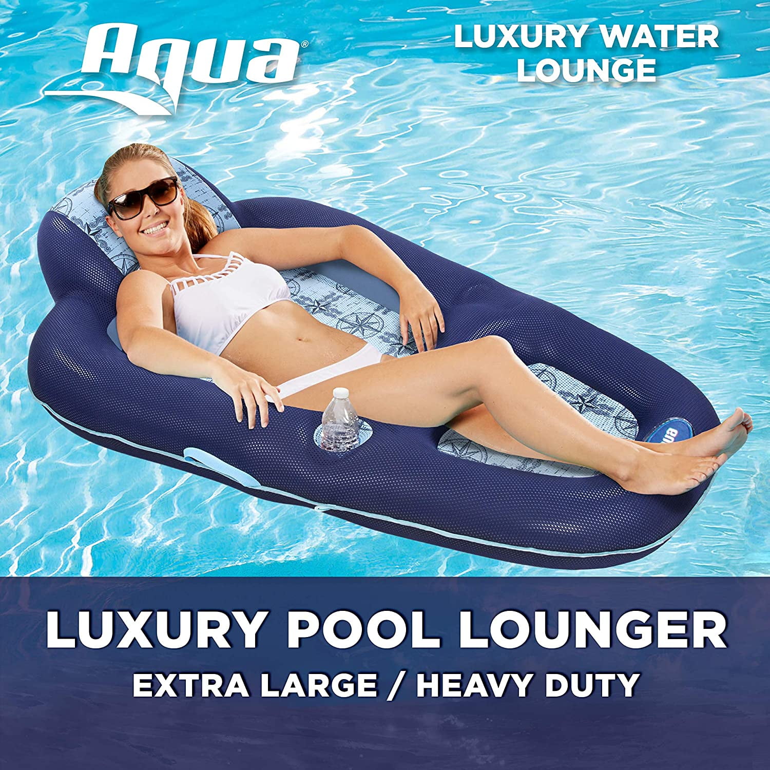 Aqua Deluxe Comfort Water Lounge XL Length and Width Inflatable Pool Float for sale online 