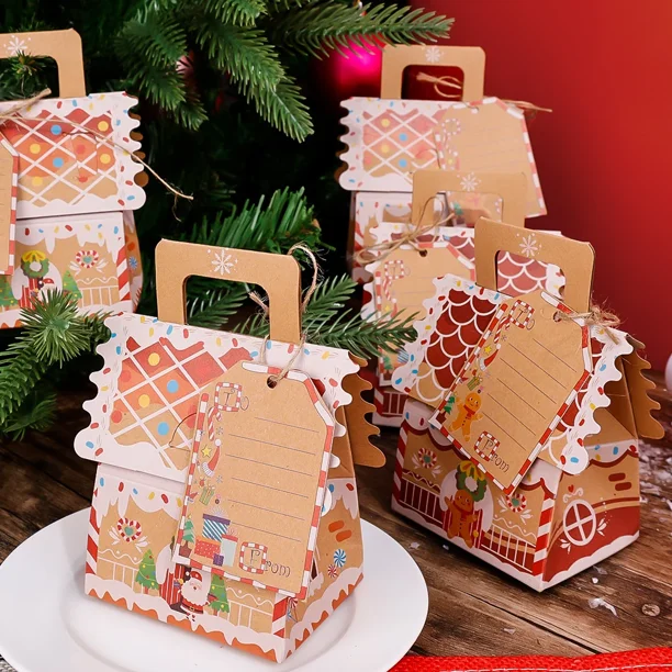 Papel Kraft Con Asa Hretvoi 12 Piezas Bolsas Regalo Navidad, Grandes Pequeñas Diferentes Bolsas De Regalo Tamaños Grandes