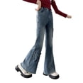 thumbnail image 3 of Ruyang Girl's Butterfly Flared Jeans Y2k Denim Pants Bell Bottom Stretchy Jeans Trousers with Pocket Teens Kids Bootcut Fit Outfits, 3 of 7