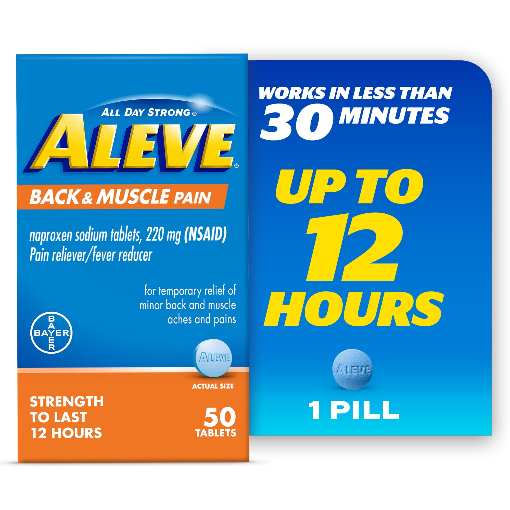 Aleve Back & Muscle Pain Reliever Naproxen Sodium Tablets, 50 Count