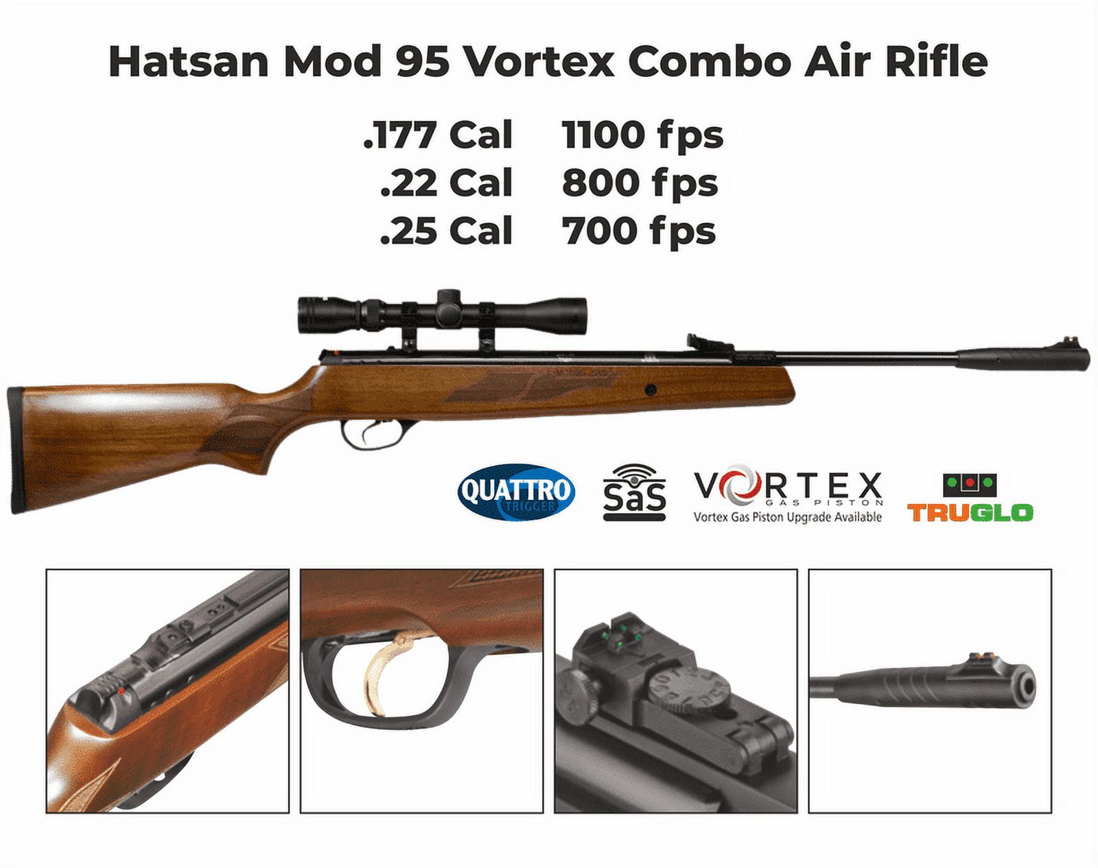 Hatsan Model 95 Vortex Break Barrel Airguns .25 Caliber 3-9 x 32 Scope Turkish Walnut