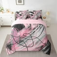 thumbnail image 2 of jejeloiu Aesthetic Geometric Art Twin Bedding Sets 7-Piece,Geometric Lines Bedding Comforter Set,Pink Black Gray Sheet Sets,Lightweight Room Decor Reversible, 2 of 8