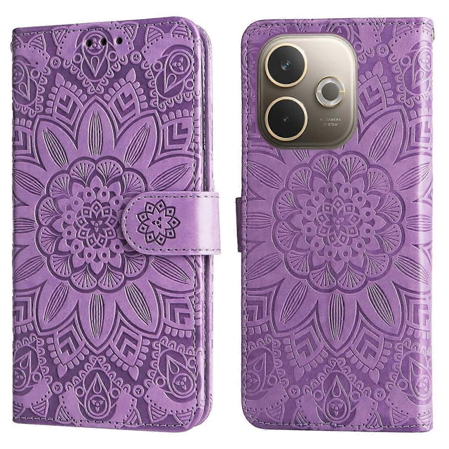 Compatible with Oppo A5 Pro 5G Phone Case Sunflower Print Leather Wallet Phone Case - Purple
