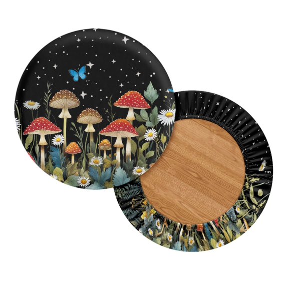 HUIACONG Starry Mushroom Night Elastic Fabric Stool Cushion Slipcovers, Circle Premium Fabric Round Stool Slipcovers for Pub Kitchen