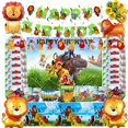 thumbnail image 2 of Juego de vajilla desechable del Rey León Simba para niños, mantel de paja, servilleta, plato, globo, suministros para fiestas de cumpleaños, 2 of 4