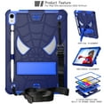 thumbnail image 3 of SaniMore Case for iPad 10th Generation 10.9" 2022, Screen Protector & Shoulder Strap & Hidden Bracket & Pen Slot Heavy Duty Protective Shockproof Hybird Shell, Navy+Blue, 3 of 6