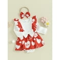 thumbnail image 3 of Cenuakty Infant Girls Valentine's Day Romper Dress, Heart Print Long Sleeve Ruffled Jumpsuit + Bow Headband, 3 of 9