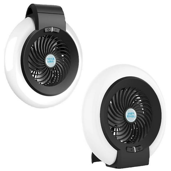 Portable Tent Fan with Lights - 2 Pack, Hanging Hook, USB Powered - Perfect for Camping, Fishing