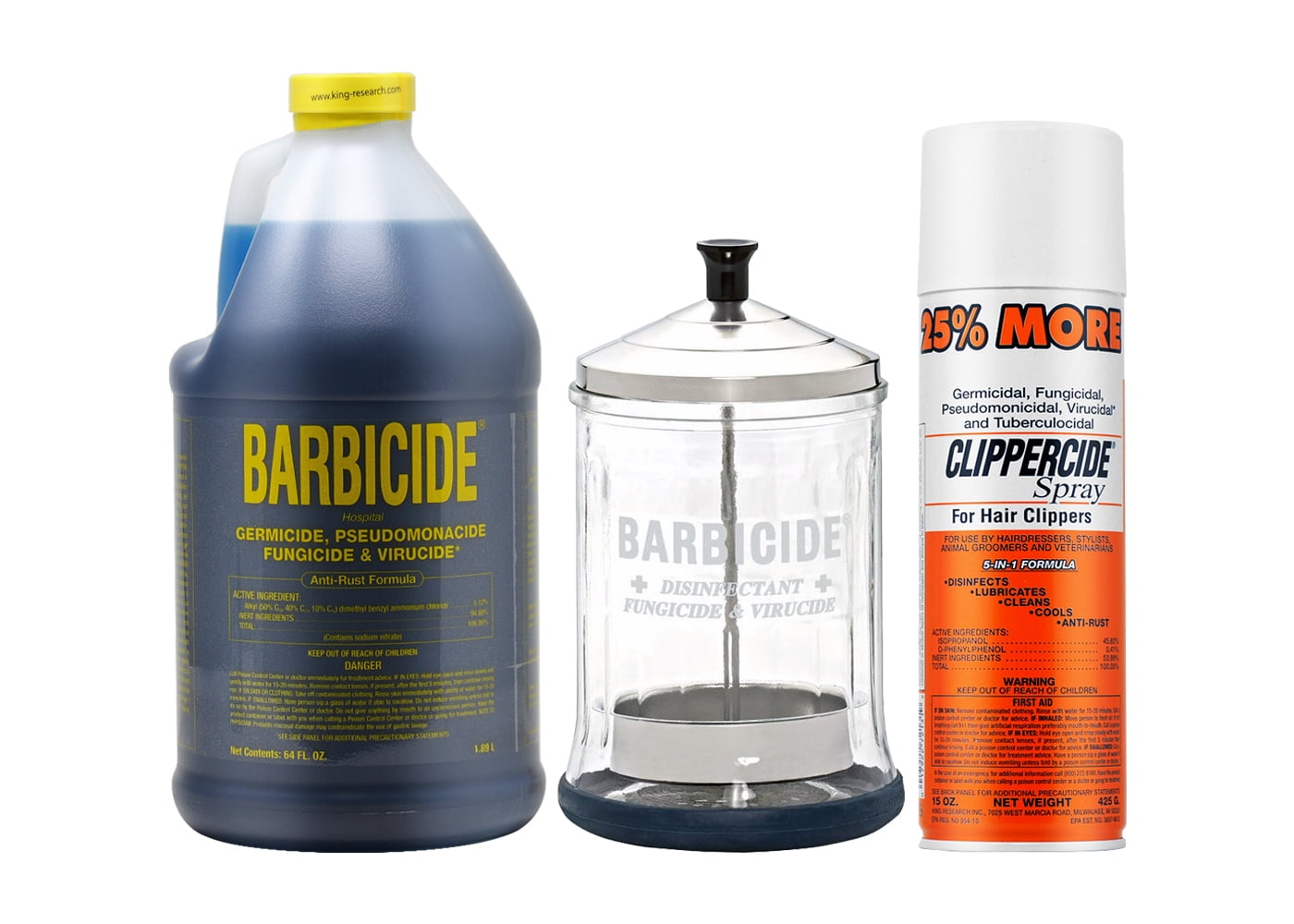 King Research Barbicide Disinfectant 64oz + Disinfectant Mid Jar