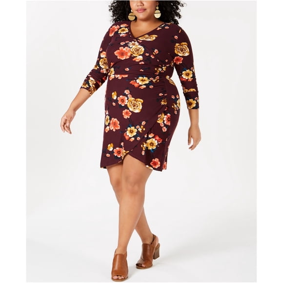 Vestido cruzado Planet Gold para mujer Rojo 2X