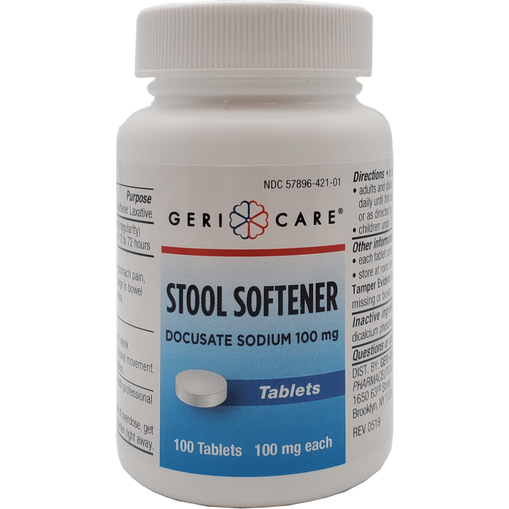 Health Star Docusate Sodium Stool Softener Tablets, 100 mg, 100 Count