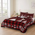 thumbnail image 2 of Quilts Twin Size Bedding Set, Merry Christmas Lightweight Quilted Comforter, Xmas Trees Snowflake Plaid Red Black Soft Reversible Bedspread Coverlet with Pillow Covers for All Season, 68" x 86", 2 of 9