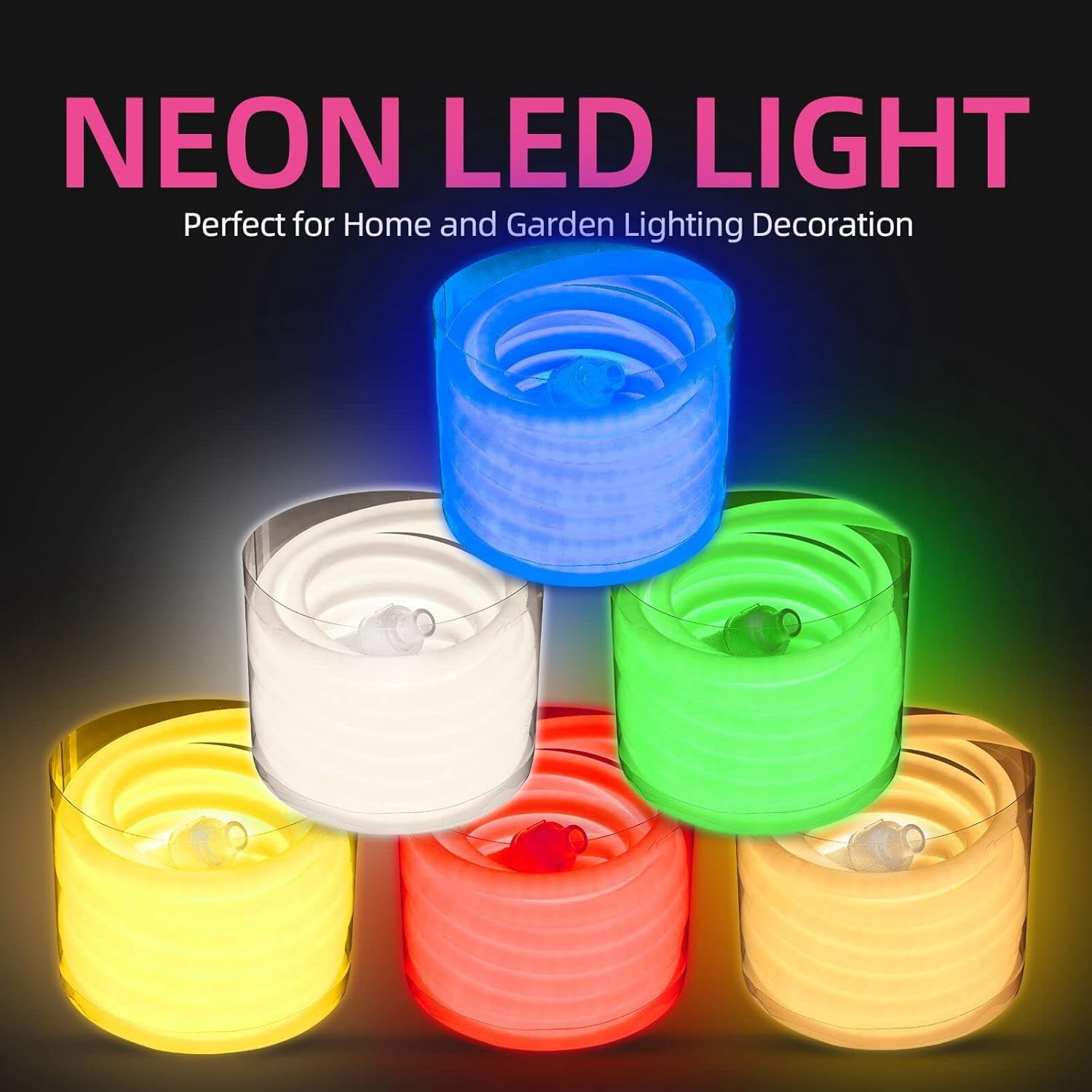 Blue Neon Light Strip 18FT Flexible Neon Rope Lights Indoor Outdoor Led Strip Lights Waterproof 120LEDs/M AC 110VPlug and Neon LED Lights for Bedroom Home Commercial Lighting