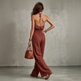 thumbnail image 4 of Stralyhd Wide Leg Jumpsuits for Women Linen Sleeveless Jumpsuit Loose Casual Button Up Jumpsuits Summer V Neck Overalls with Pockets Brown XL, 4 of 4