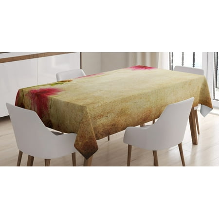 

Floral Tablecloth Retro Flowers on Old Grunge Paper Background Nostalgic Background Bouquet Print Rectangular Table Cover for Dining Room Kitchen 52 X 70 Inches Sand Brown Pink by Ambesonne