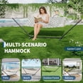 thumbnail image 4 of Memoryfield 2 Person Portable Double Hammock with Pillow and Adjustable Steel Stand, Outdoor Hammock for Patio, Garden, Beach, Backyard, Light Gray, 4 of 7