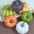 thumbnail image 4 of Multicolor Plastic Pumpkin Decor Set - 7" Halloween & Fall Tabletop Decorations - Fake Foam Pumpkins for Home, Party & Seasonal Display, 4 of 6