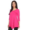 thumbnail image 3 of Women's Trendy Style 3/4 Sleeves Button Trim Solid Top, 3 of 4