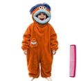 thumbnail image 2 of Funny Big Mouth Monster Onesie with Comb Prop, Silly Plush Hooded Jumpsuit Pajamas, One Piece Fleece Sleepwear Loungewear Outfit, Cute Monster Costume for Family Matching and Party Events, 2 of 7
